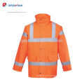 Amarillo fluorescente de alta visibilidad Hi Vis Road Safety Traffic impermeable RAIN parka chaqueta con bolsillos